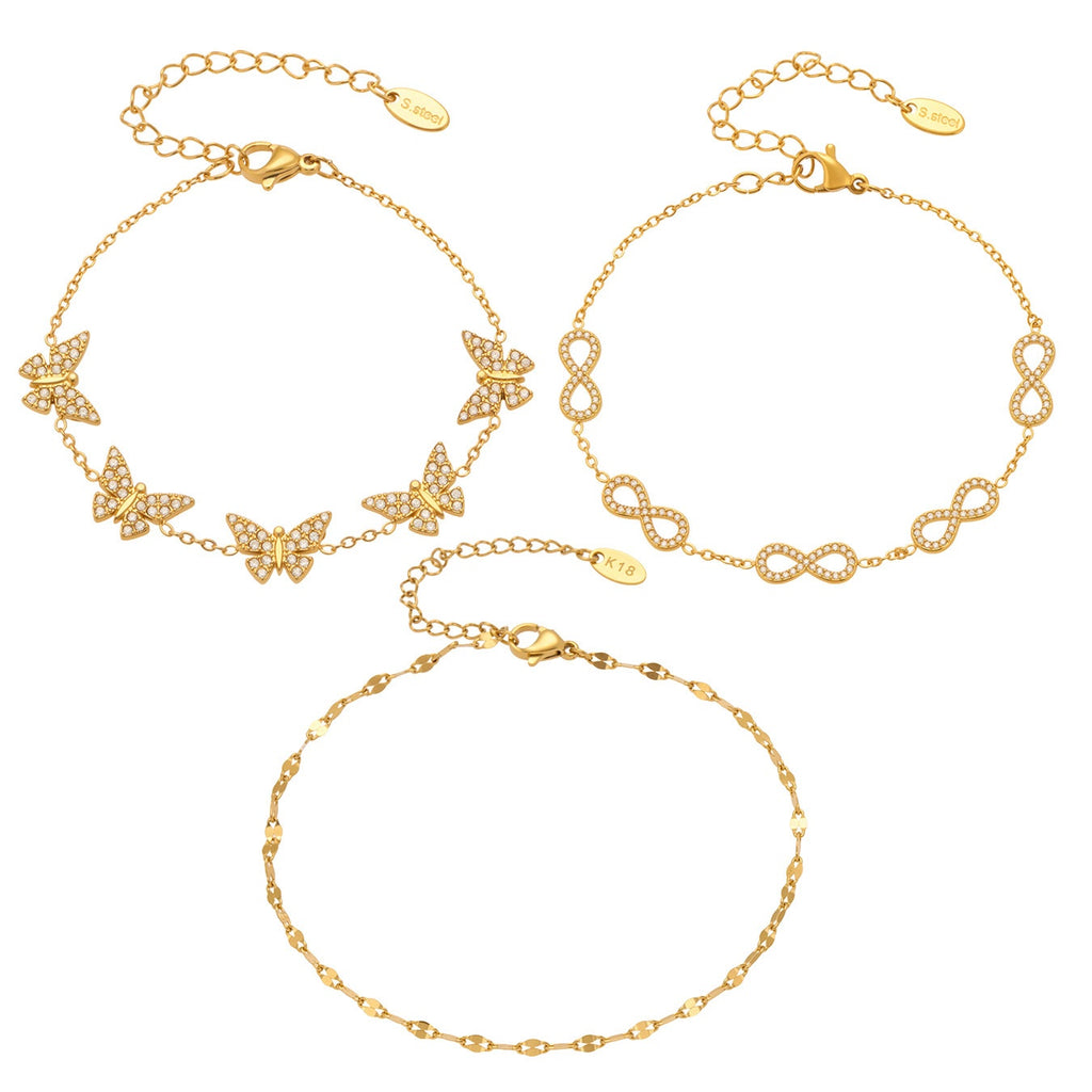 2026 New Light Luxury Stainless Steel Butterfly Bracelet for Women  Gold Plated Eternity  Link 8 Chain