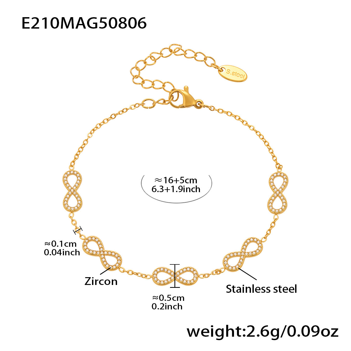2026 New Light Luxury Stainless Steel Butterfly Bracelet for Women  Gold Plated Eternity  Link 8 Chain