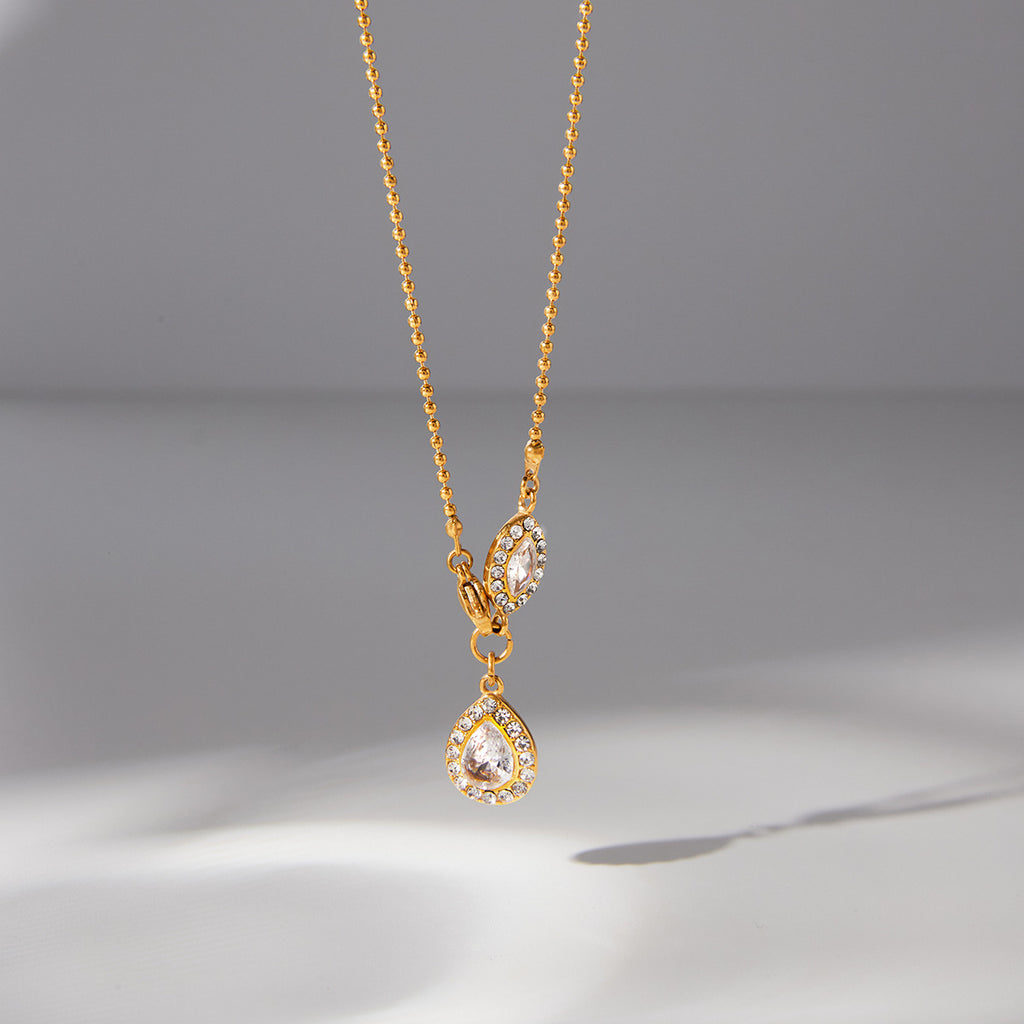Fashion Stainless Steel Necklace 18K Gold Plated Trendy Jewelry Drop Zircon Pendant Necklace Charms Fine Jewelry Necklaces