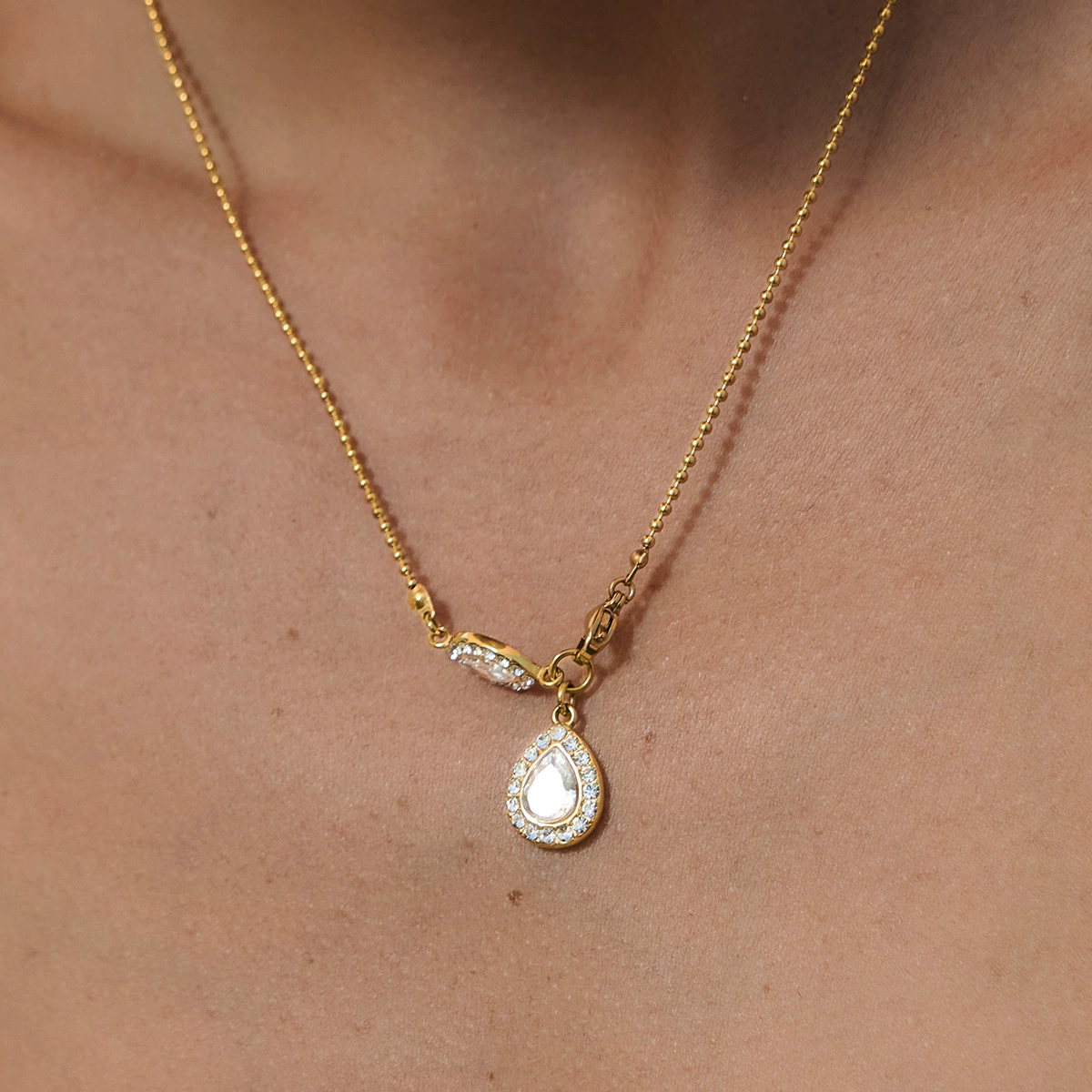 Fashion Stainless Steel Necklace 18K Gold Plated Trendy Jewelry Drop Zircon Pendant Necklace Charms Fine Jewelry Necklaces