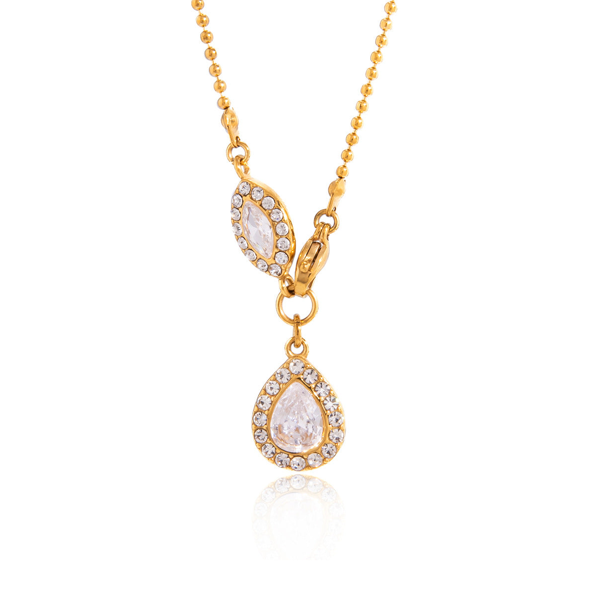 Fashion Stainless Steel Necklace 18K Gold Plated Trendy Jewelry Drop Zircon Pendant Necklace Charms Fine Jewelry Necklaces