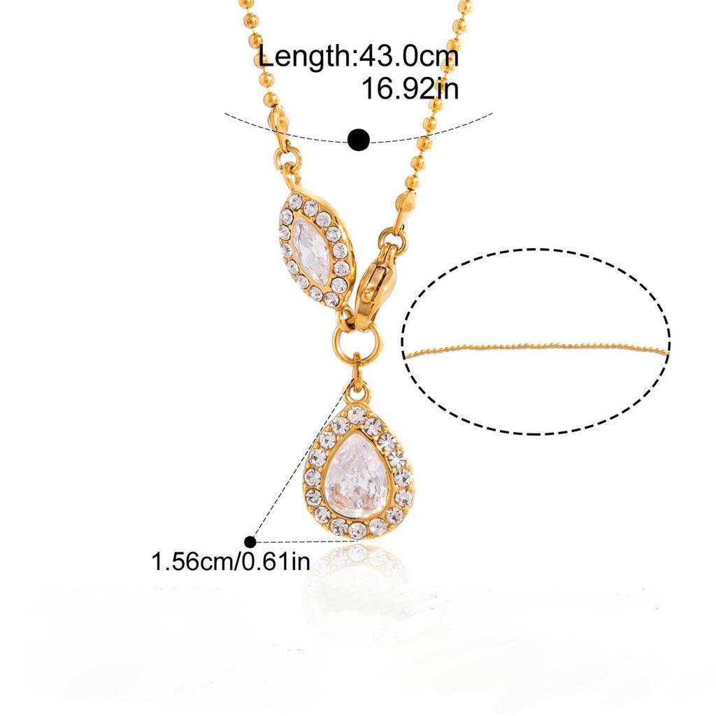 Fashion Stainless Steel Necklace 18K Gold Plated Trendy Jewelry Drop Zircon Pendant Necklace Charms Fine Jewelry Necklaces