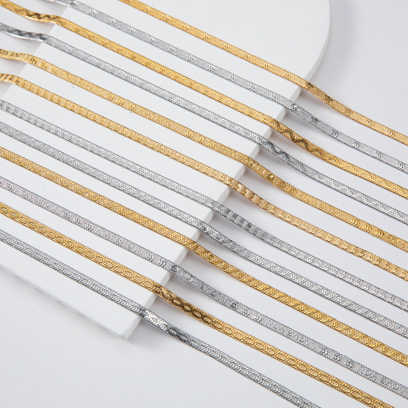 Hot Fashion Unisex Snake Chain Women Necklace Choker Stainless Steel Herringbone Gold Color Chain Necklace for Women Jewelry