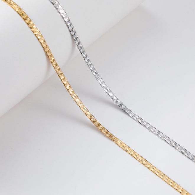 Hot Fashion Unisex Snake Chain Women Necklace Choker Stainless Steel Herringbone Gold Color Chain Necklace for Women Jewelry