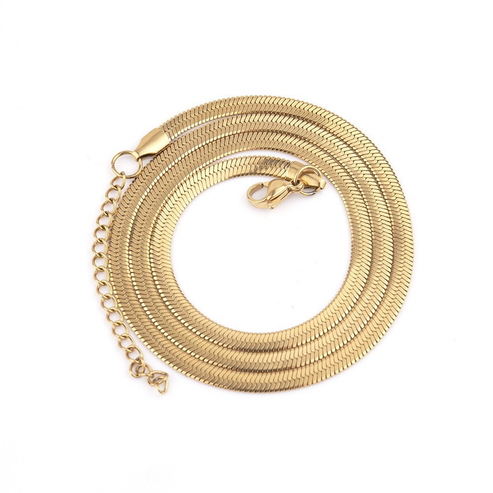 Hot Fashion Unisex Snake Chain Women Necklace Choker Stainless Steel Herringbone Gold Color Chain Necklace for Women Jewelry