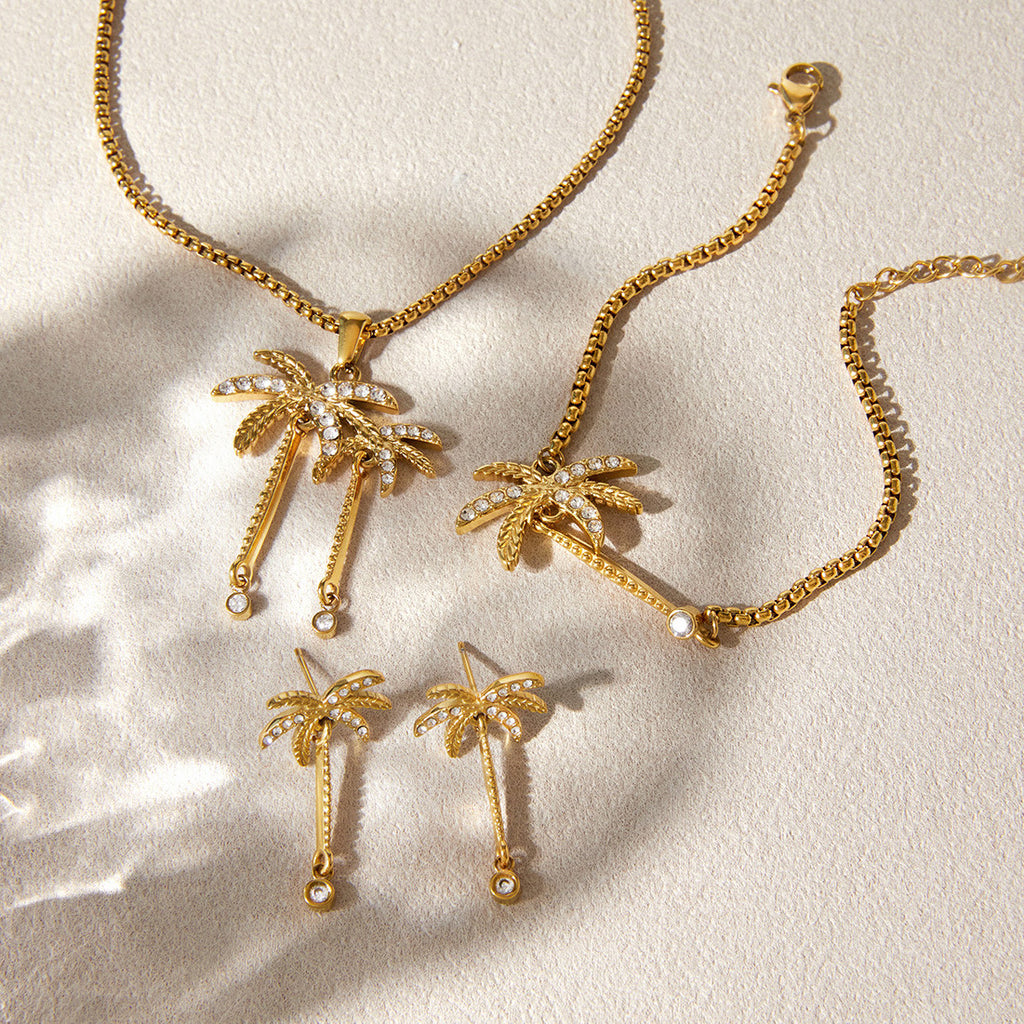 Summer Style Beach Jewelry Fashion Jewelry Set PVD 18k Gold Plated Stainless Steel Necklace for Women Fashion Necklace