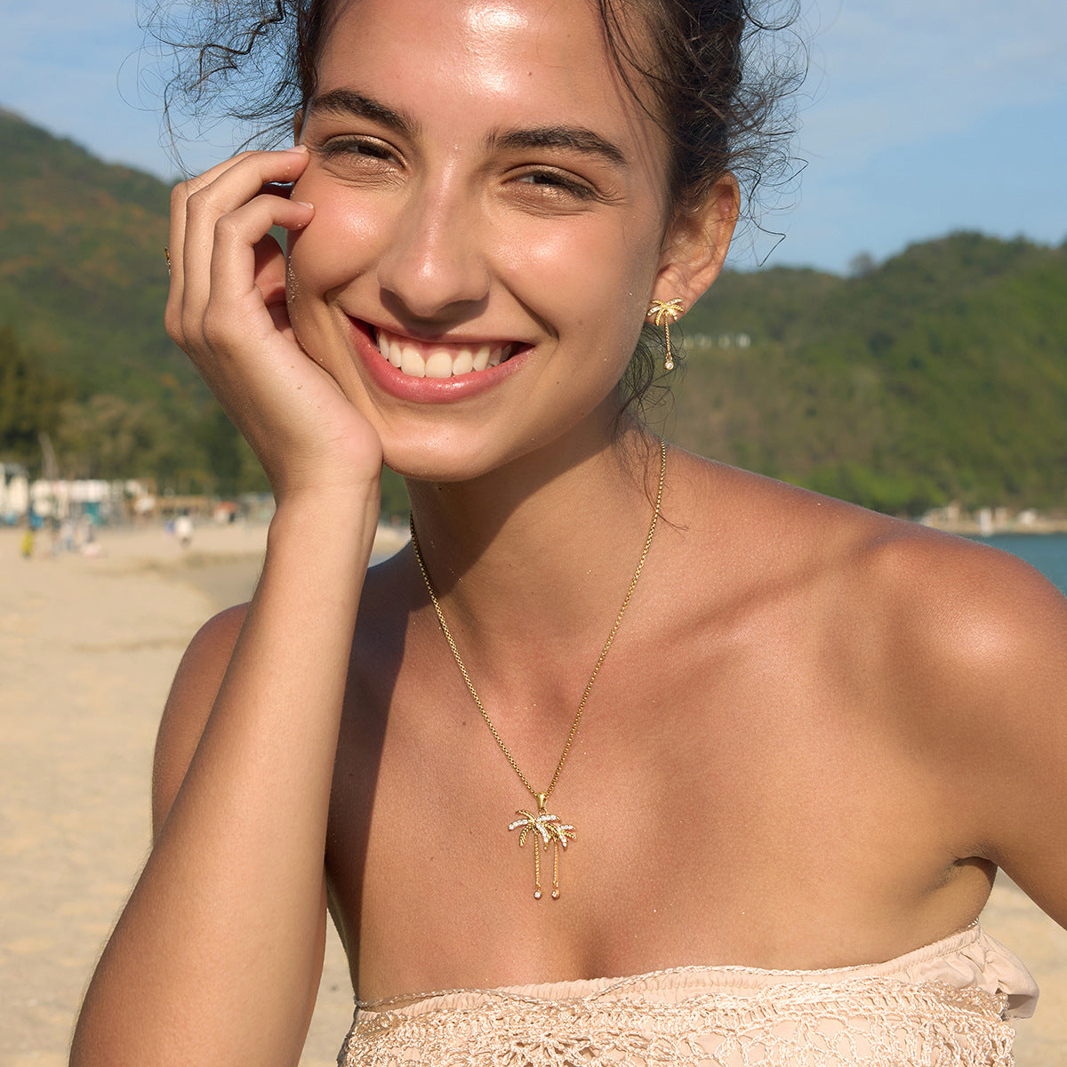 Summer Style Beach Jewelry Fashion Jewelry Set PVD 18k Gold Plated Stainless Steel Necklace for Women Fashion Necklace