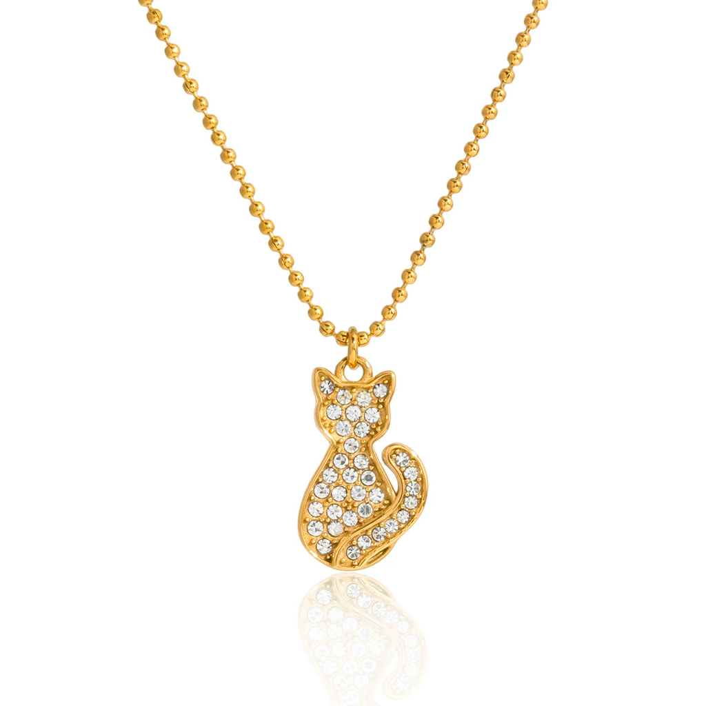 Fashion Pendant Necklaces Animal Necklace Cute Cat Dog Bone Zircon Pendant Necklace 18k Gold Plated 316l Stainless Steel Jewelry