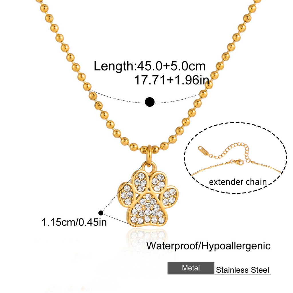 Fashion Pendant Necklaces Animal Necklace Cute Cat Dog Bone Zircon Pendant Necklace 18k Gold Plated 316l Stainless Steel Jewelry