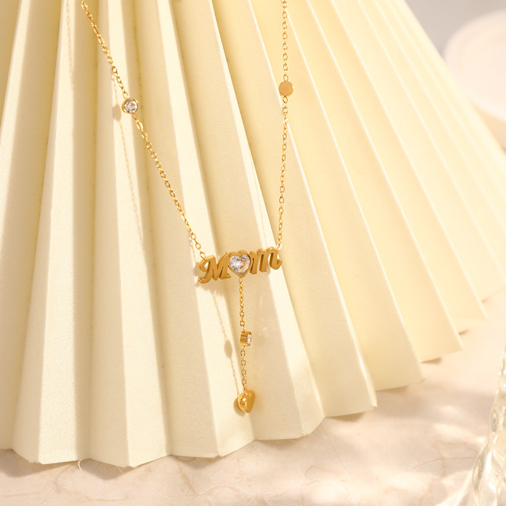 Bulk Necklace Mother's Day Mom Necklace Jewelry Making Supplies Zircon Pendant Necklace Stainless Steel Anti Tarnish Jewelry