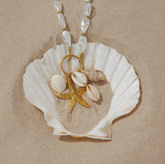 Bohemian Baroque  Necklace with  Starfish Seashell Pendants Summer Beach Jewelry for Women