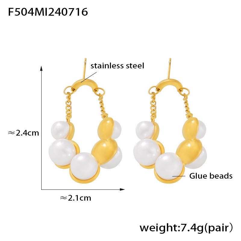 Fashion  Temperament Design Stainless Steel Plated 18k Gold Simple All-matching Earrings Spot Female