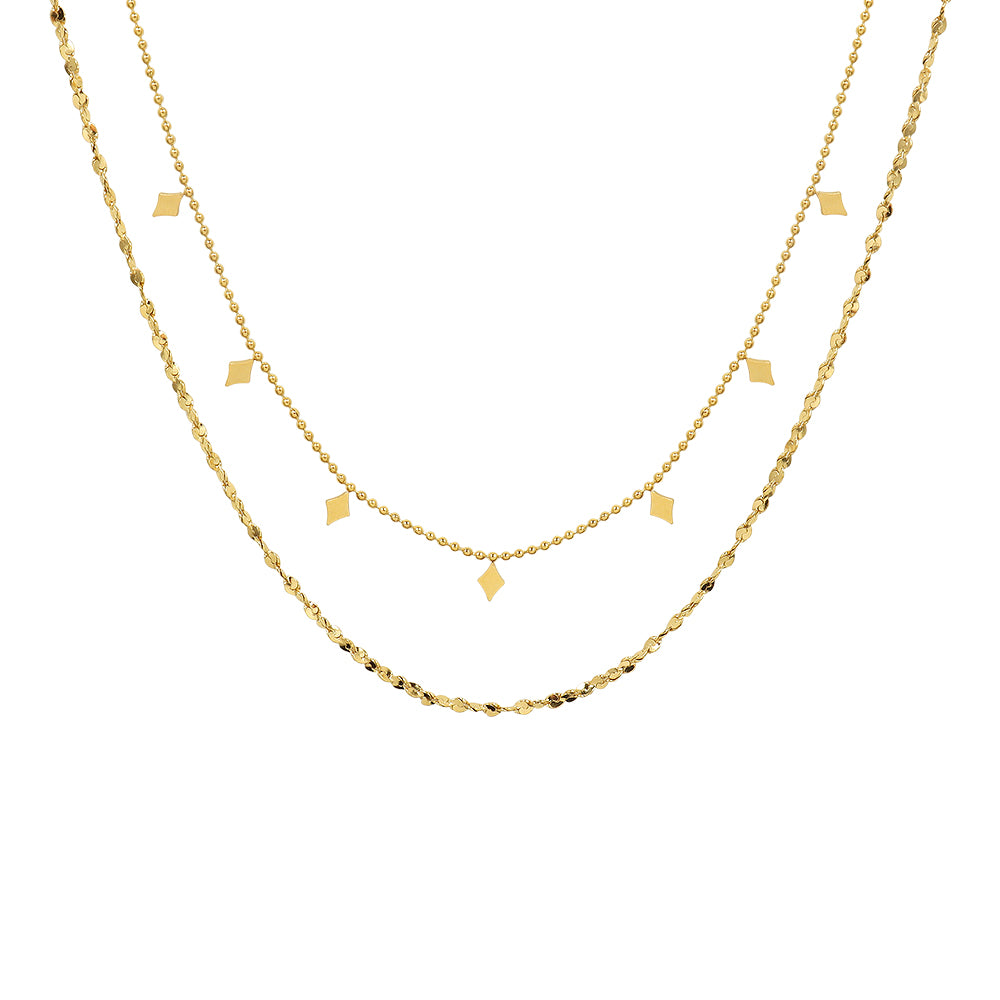 French Style Choker Geometric Ling Piece of Titanium Steel Double Layers to Wear Necklace Stainless Steel Necklace