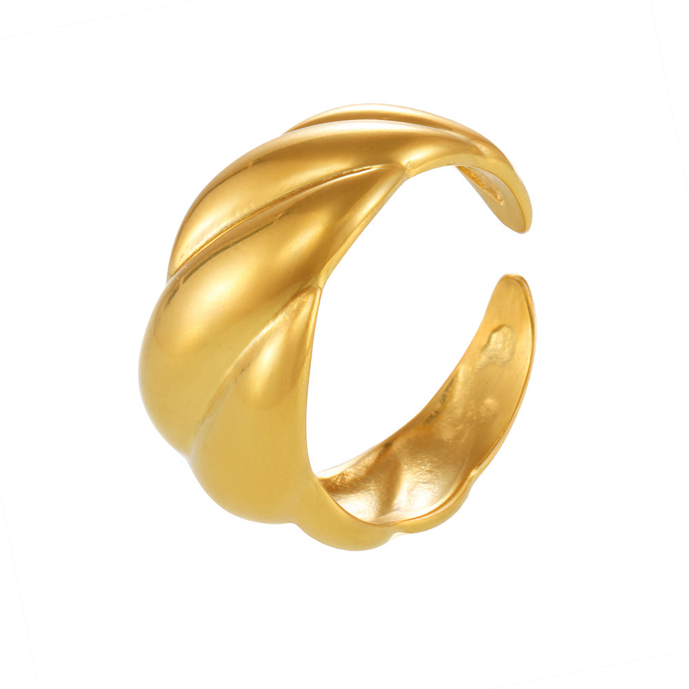 2026 Fashion Stainless Steel 18K Vacuum Telephone Thread Ring