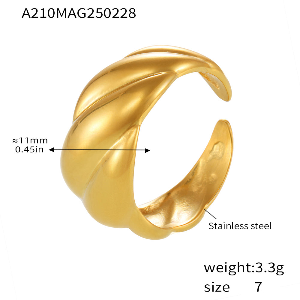 2026 Fashion Stainless Steel 18K Vacuum Telephone Thread Ring