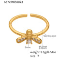 Fashion Cross-Border Stainless Steel Zircon Inlaid Open Ring Set PVD Plated 18K Gold Unisex Fashion Simple Pinky Tail Ring