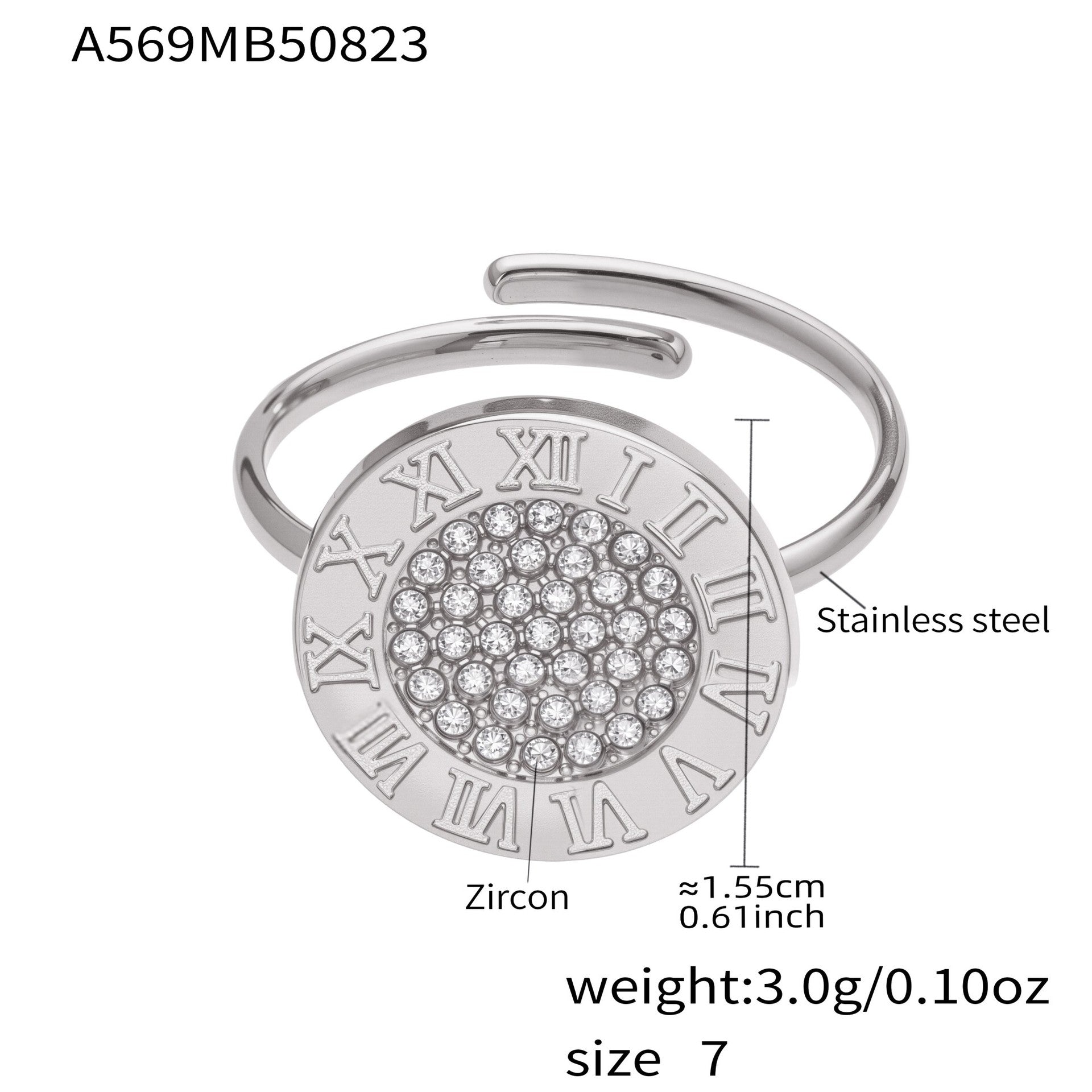 Fashion Cross-Border Stainless Steel Zircon Inlaid Open Ring Set PVD Plated 18K Gold Unisex Fashion Simple Pinky Tail Ring