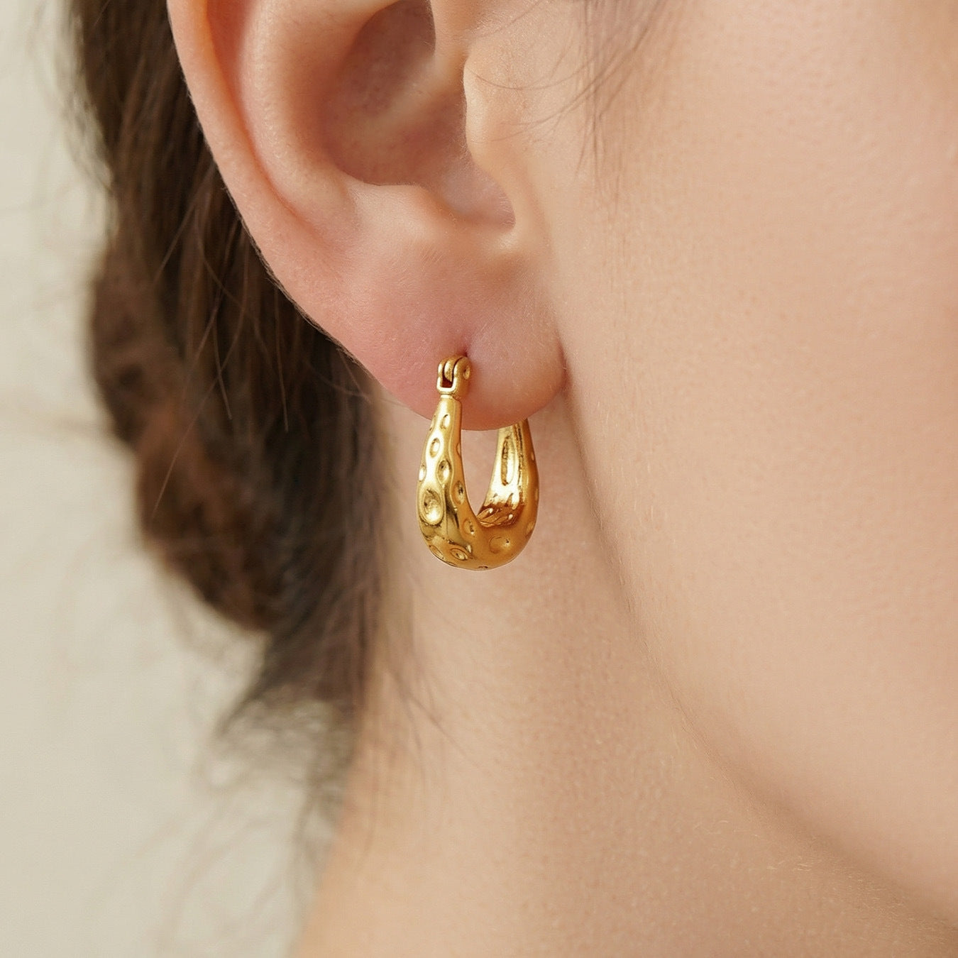 Minimalist Hammered Earrings in Matte Stainless Steel  Everyday Luxury  Trendy Gift