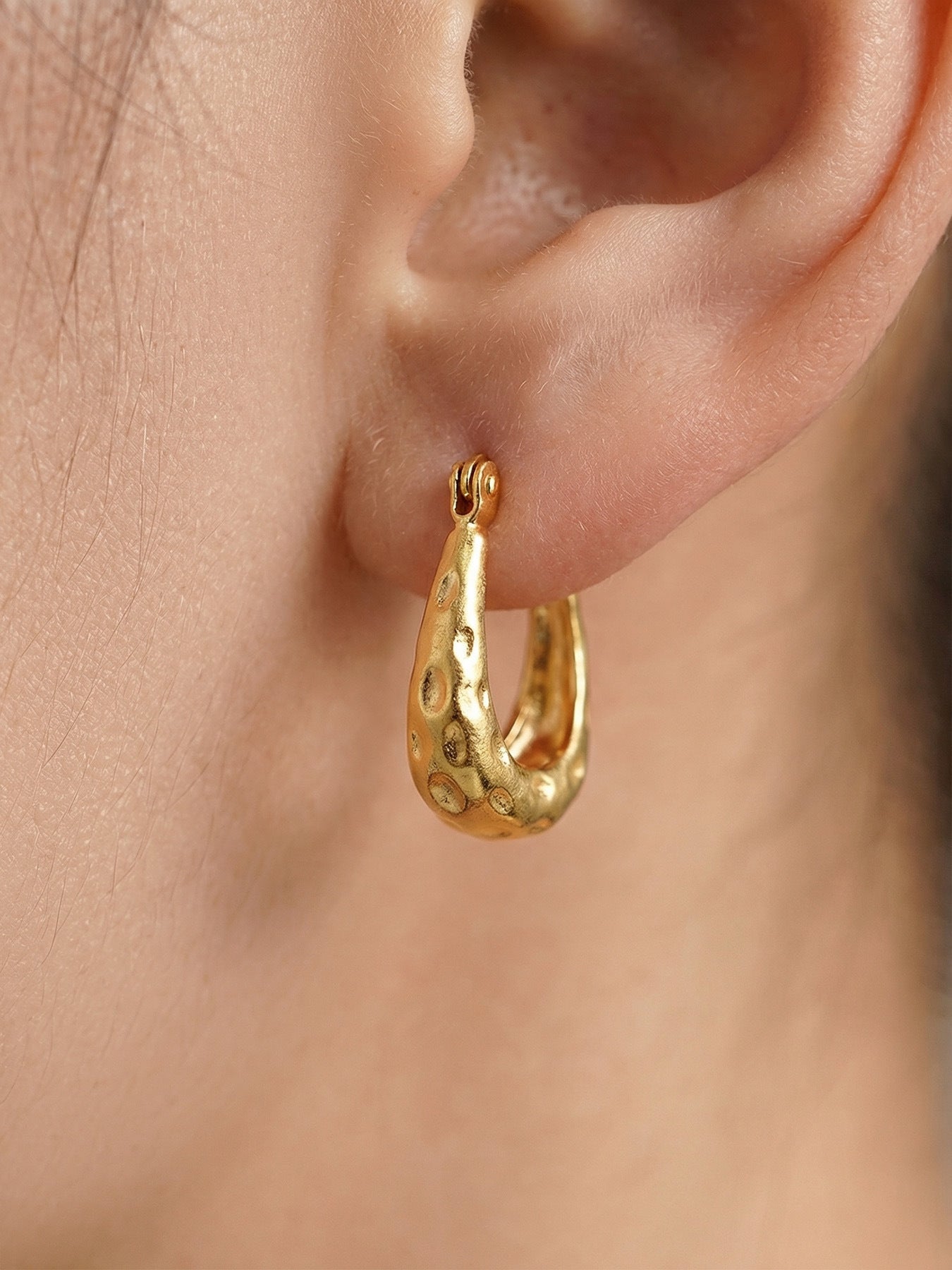 Minimalist Hammered Earrings in Matte Stainless Steel  Everyday Luxury  Trendy Gift