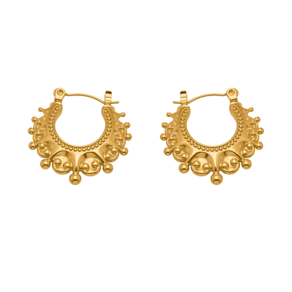Vintage Gold Crown Earrings  18K Gold Plated  Stainless Steel Chic Women Fashion Jewelry