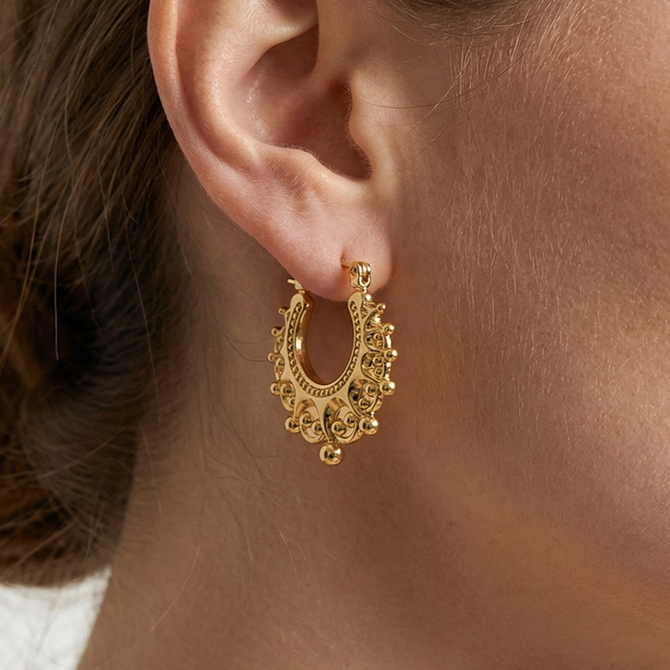 Vintage Gold Crown Earrings  18K Gold Plated  Stainless Steel Chic Women Fashion Jewelry