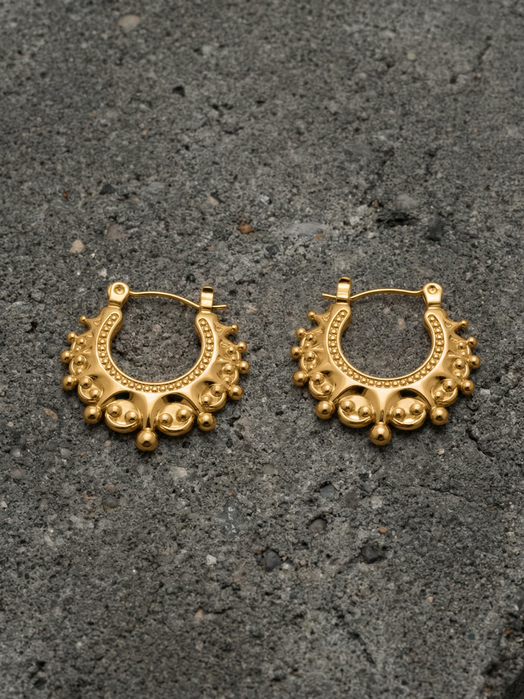 Vintage Gold Crown Earrings  18K Gold Plated  Stainless Steel Chic Women Fashion Jewelry