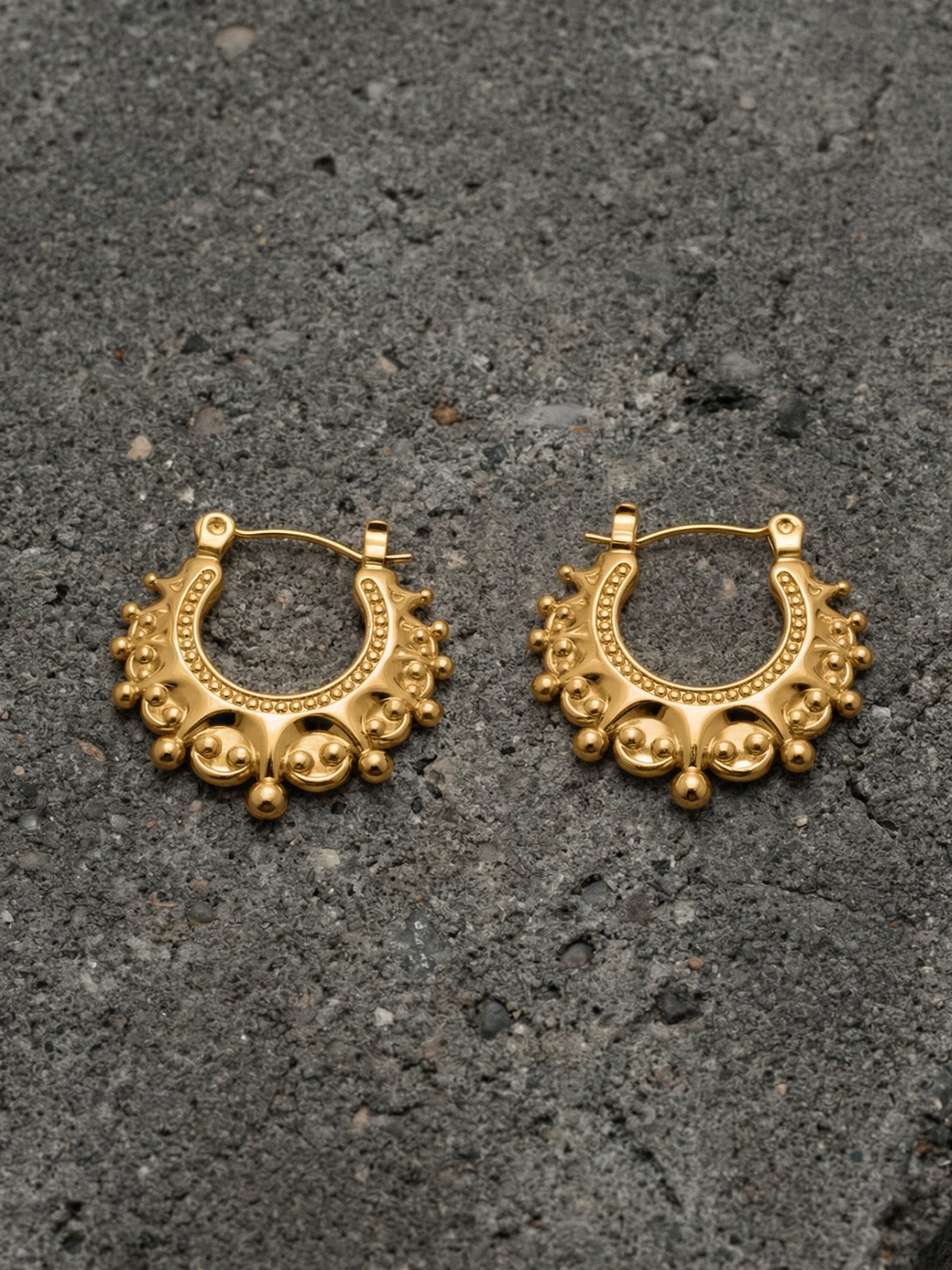 Vintage Gold Crown Earrings  18K Gold Plated  Stainless Steel Chic Women Fashion Jewelry