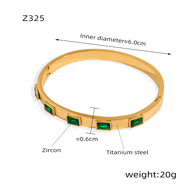 Fashion Stainless Steel Roman Numeral Zircon Bracelet for Women Minimalist Luxury Cubic Zirconia Bangle with Secure Clasp