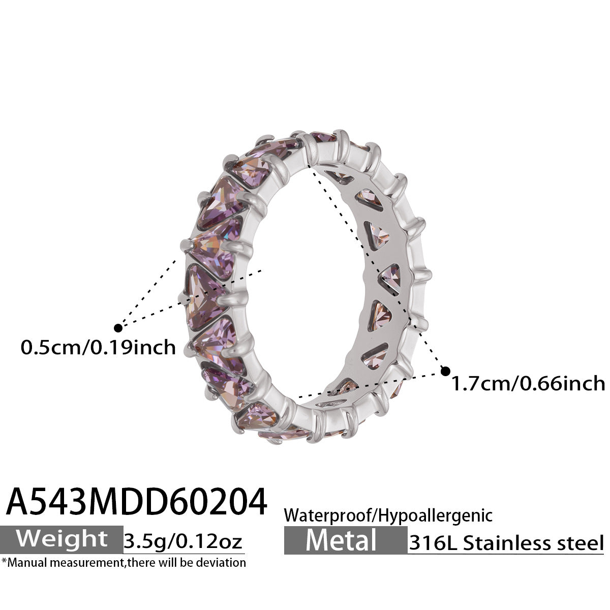 Minimalist Fashion Jewelry Unique Triangle Geometric CZ Ring Hypoallergenic Stainless Steel Band