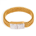New Cross-border Style New Design Fashionable Wide Titanium Steel Gold-plated Diamond Watch Chain Jewelry Bracelet  Wholesale
