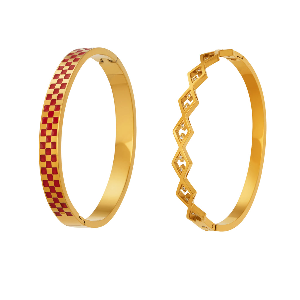 Fashion Modern Geometric Enamel Bangle  Durable Stainless Steel Chic  Stackable Bangle for Everyday Wear