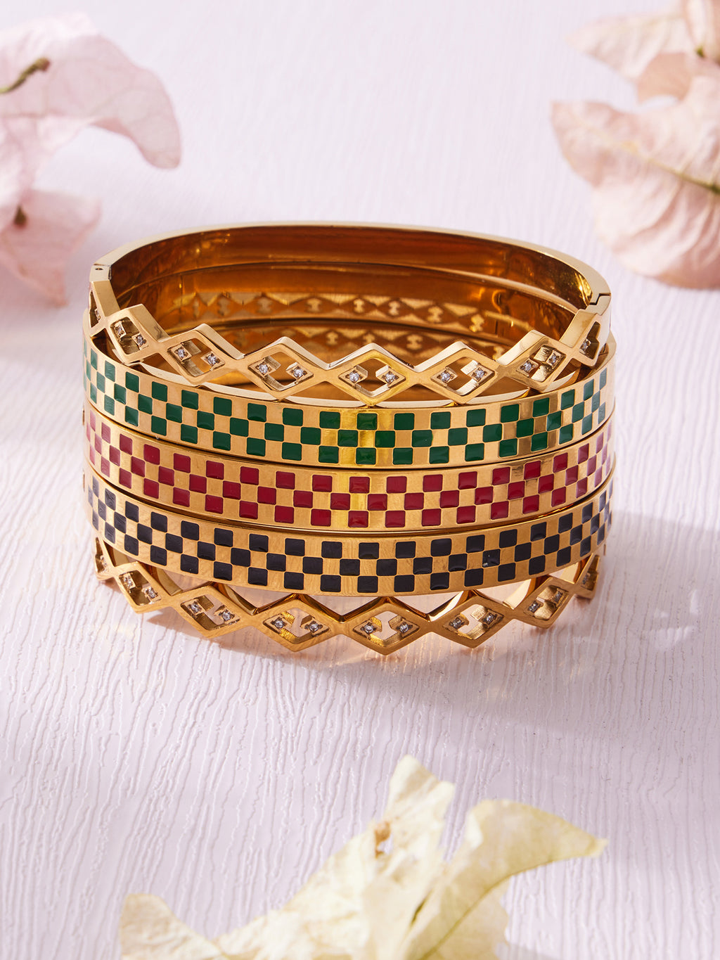 Fashion Modern Geometric Enamel Bangle  Durable Stainless Steel Chic  Stackable Bangle for Everyday Wear
