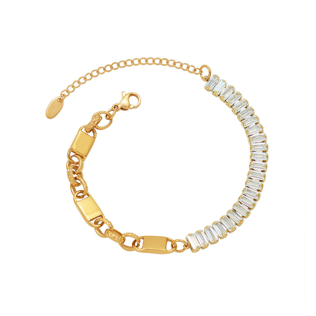 Mili Gorgeous Stainless Steel Patchwork Golden Chain Bracelet Unisex Jewelry Business Gift Model E049 Wholesale