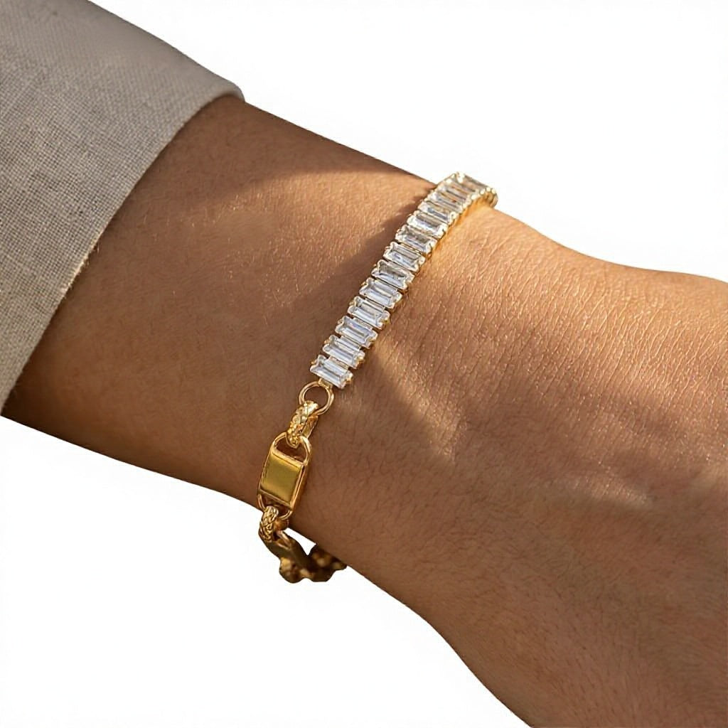 Mili Gorgeous Stainless Steel Patchwork Golden Chain Bracelet Unisex Jewelry Business Gift Model E049 Wholesale