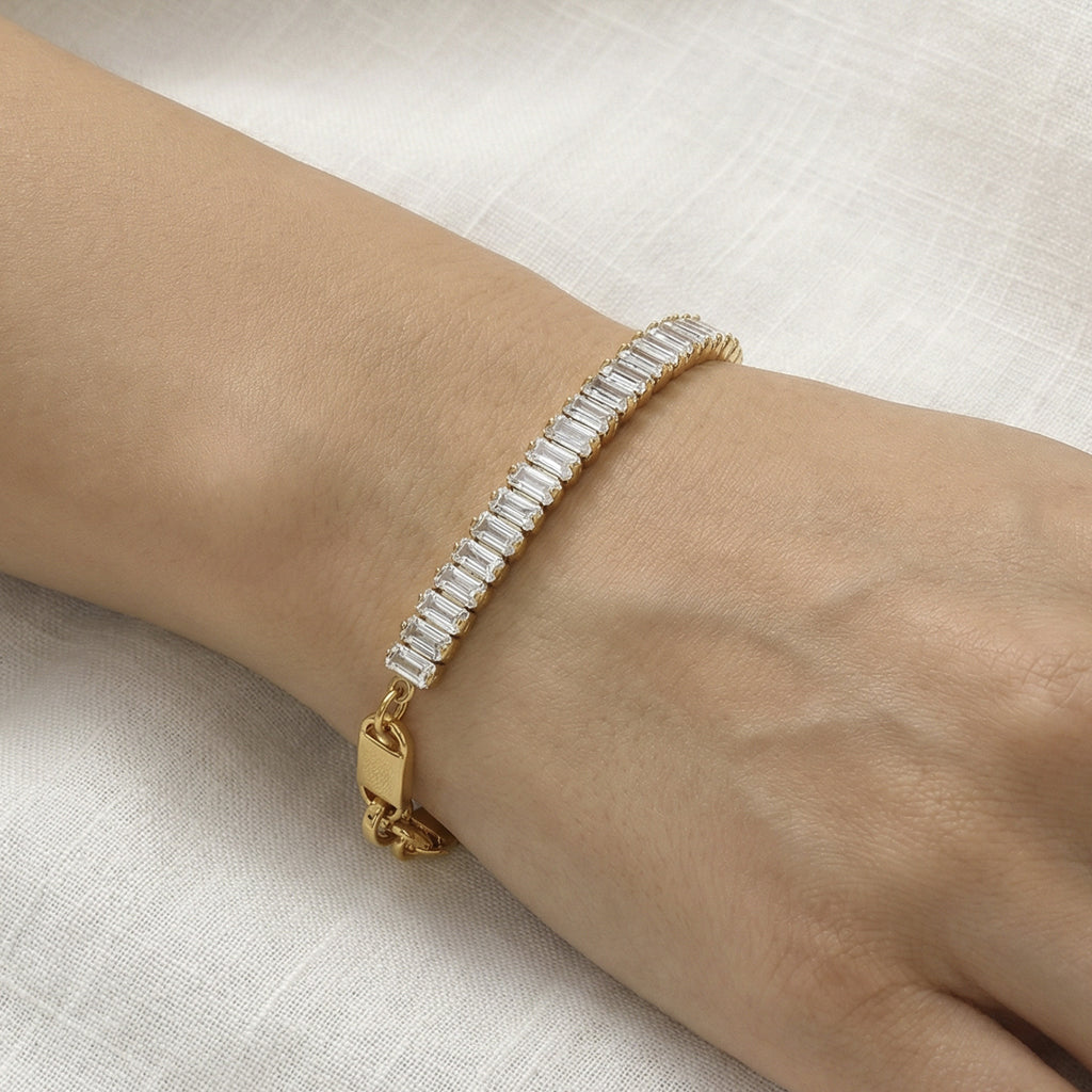 Mili Gorgeous Stainless Steel Patchwork Golden Chain Bracelet Unisex Jewelry Business Gift Model E049 Wholesale