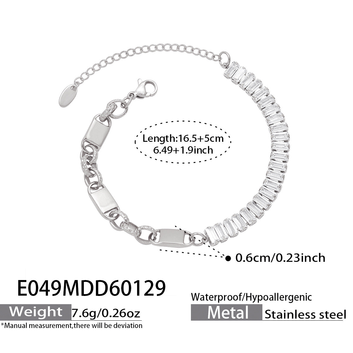 Mili Gorgeous Stainless Steel Patchwork Golden Chain Bracelet Unisex Jewelry Business Gift Model E049 Wholesale