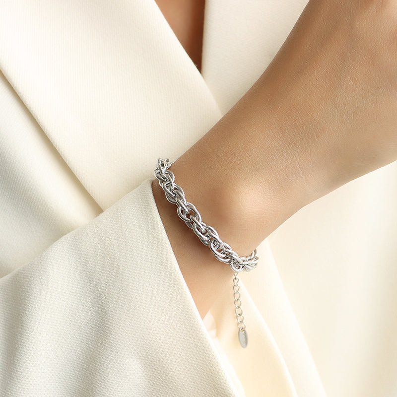 Hip Hop Style Necklace Jewelry Bracelet Set Women's Stainless Steel Necklaces