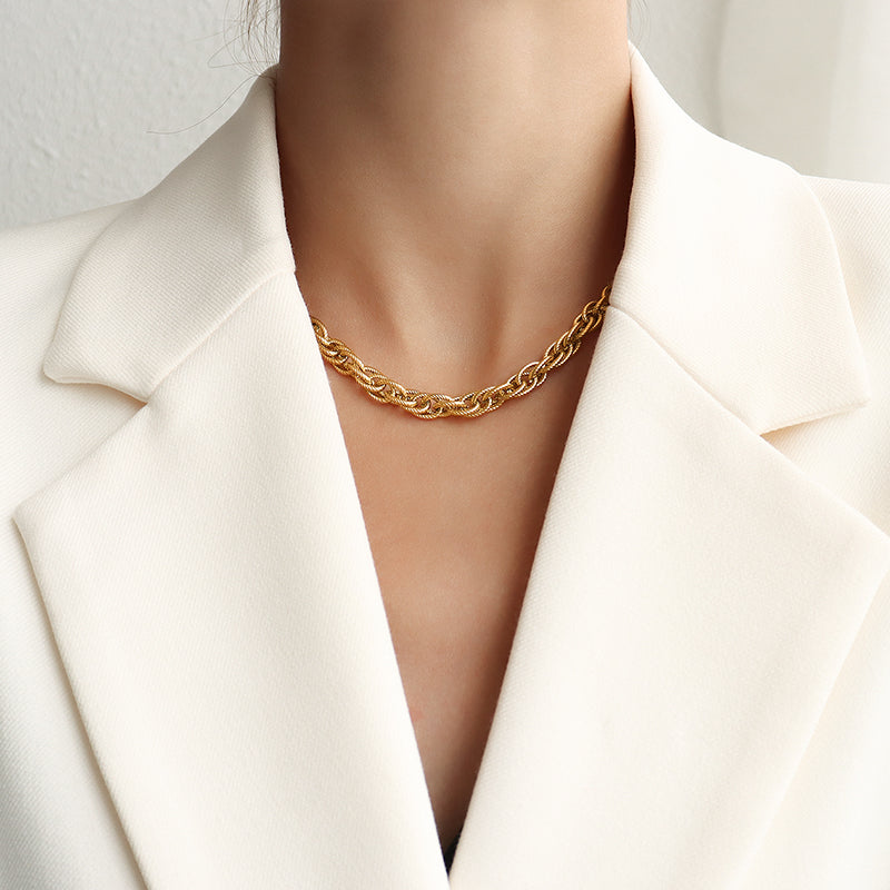 Hip Hop Style Necklace Jewelry Bracelet Set Women's Stainless Steel Necklaces