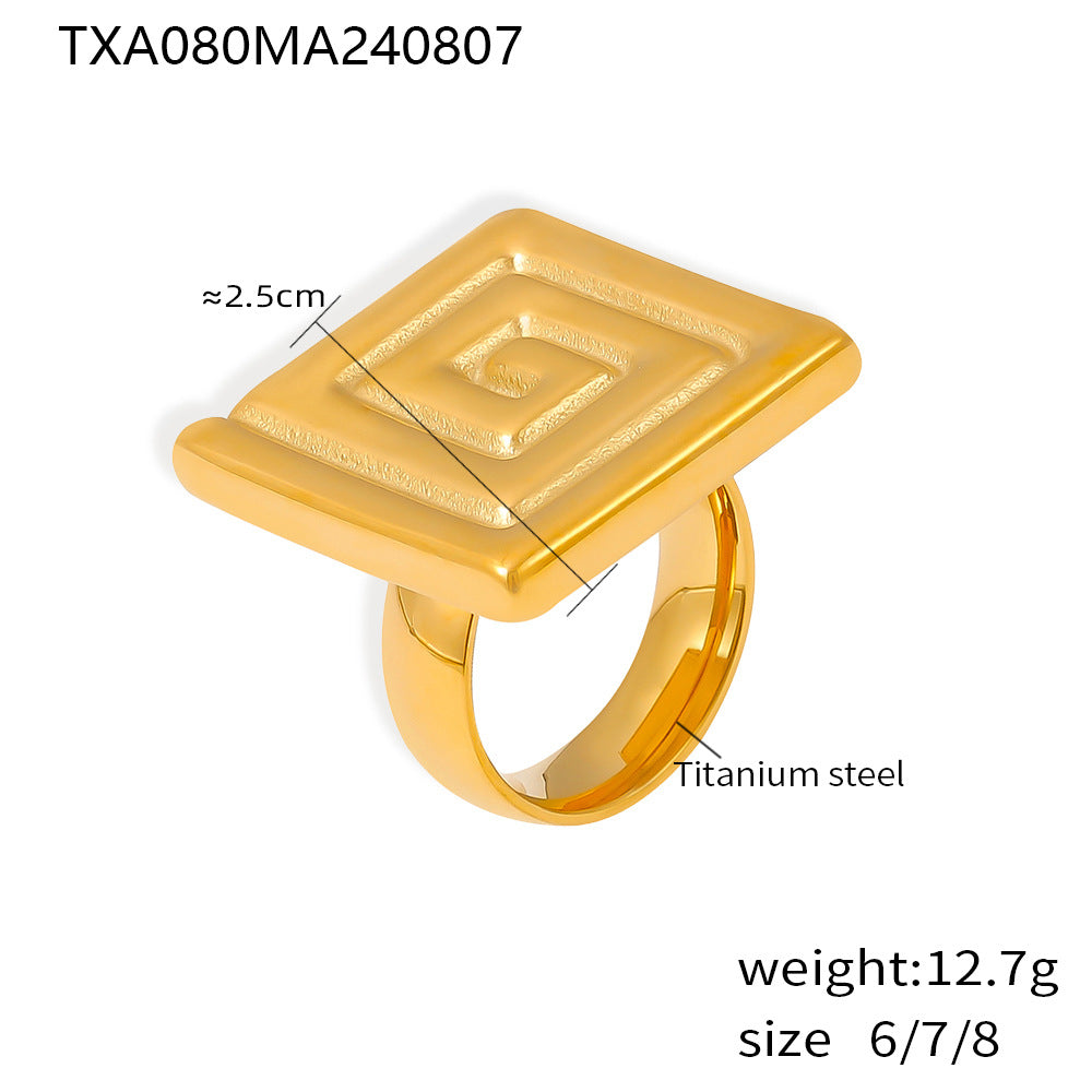 Wholesale 2026 Hot Sale Ins Style Jewelry Set Geometric Swirl Pattern Earrings  Stacking Ring 18K Gold Plated Stainless Steel