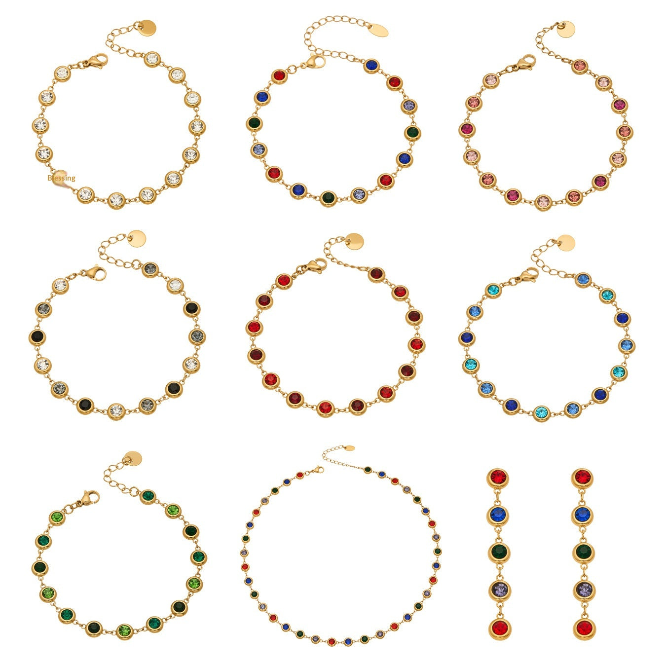 Fashion Luxury Splicing Stainless Steel Unisex Business Gift Bracelet Necklace Exquisite Fashion Elegant Color Tassel Set