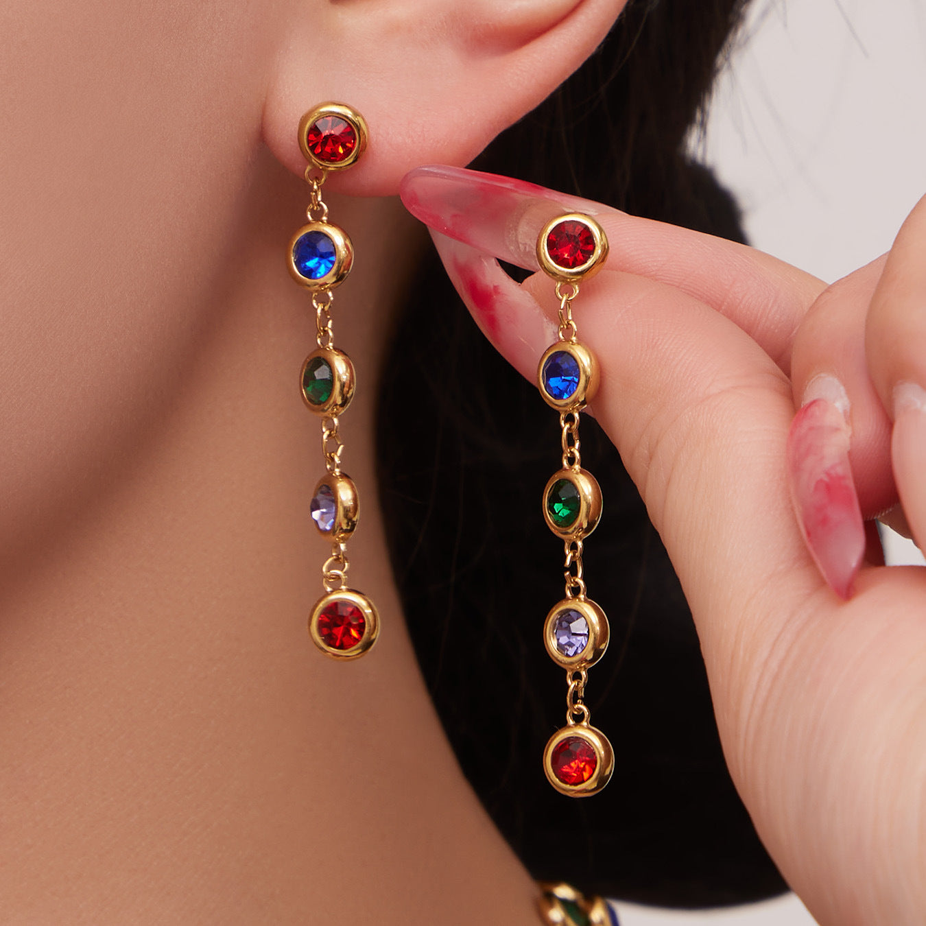 Fashion Luxury Splicing Stainless Steel Unisex Business Gift Bracelet Necklace Exquisite Fashion Elegant Color Tassel Set