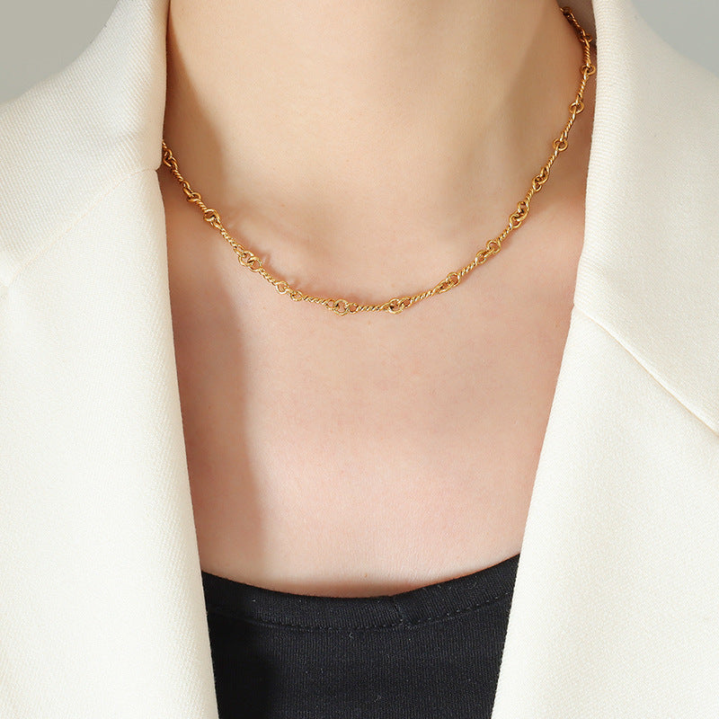 Fashion Sustainable Necklace and Bracelet Eco-friendly Stainless Steel Clasp Jewelry Set