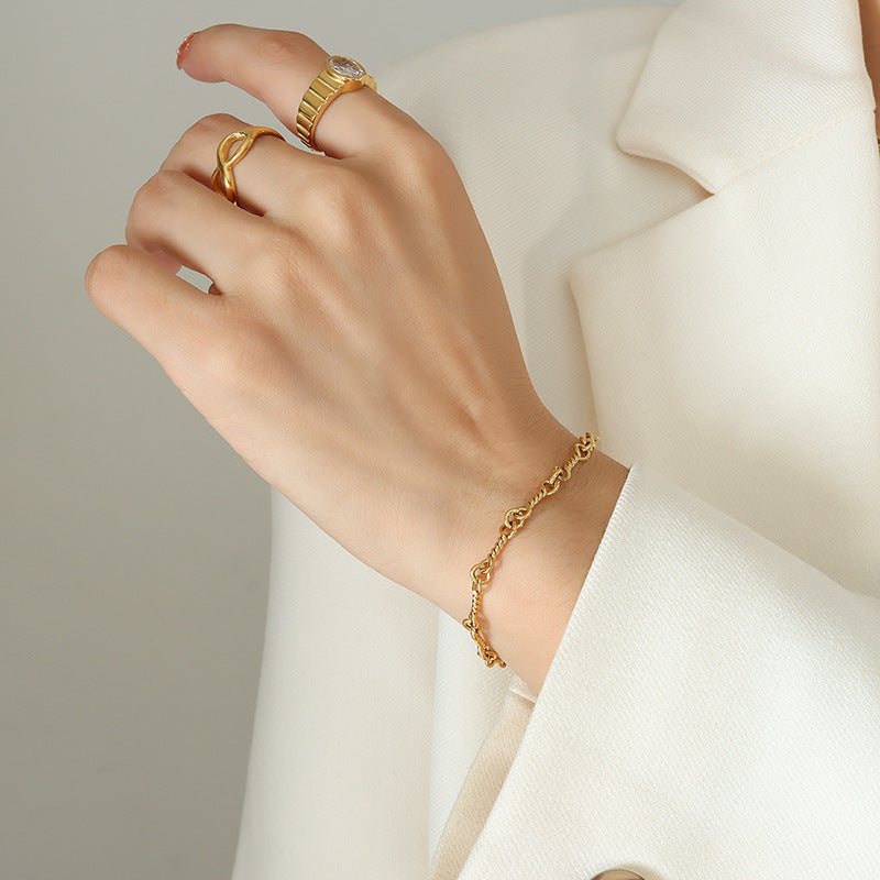 Fashion Sustainable Necklace and Bracelet Eco-friendly Stainless Steel Clasp Jewelry Set