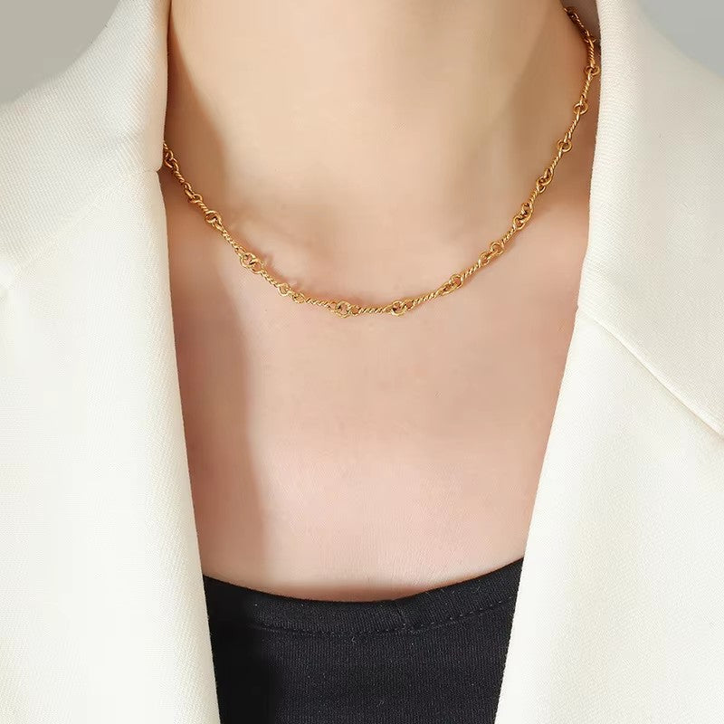 Fashion Sustainable Necklace and Bracelet Eco-friendly Stainless Steel Clasp Jewelry Set