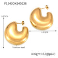 Classic Stylish Simple Personality Earrings Geometric Hollow Fat U Shape Stainless Steel Gold-plated Leisure Style Earrings