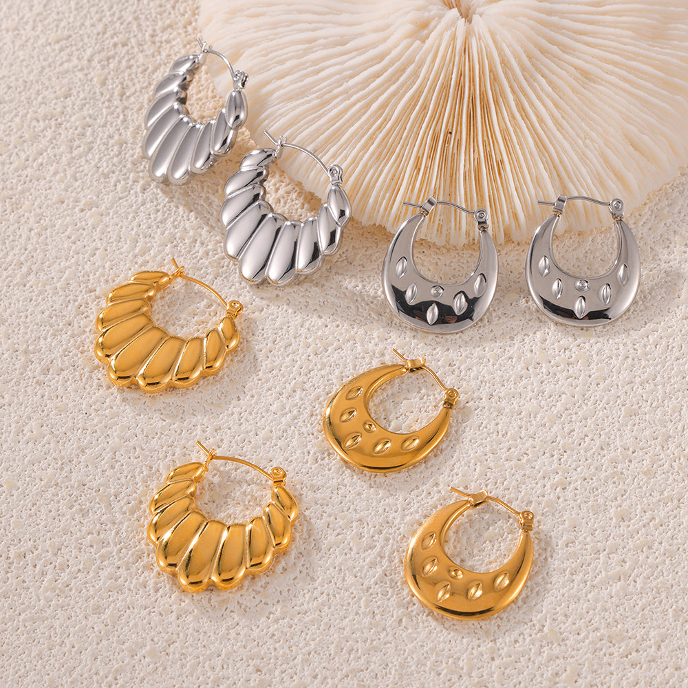 Retro Earrings Fashion Simple Geometric Light Design Sense Stainless Steel Gold-plated U-shaped Earrings