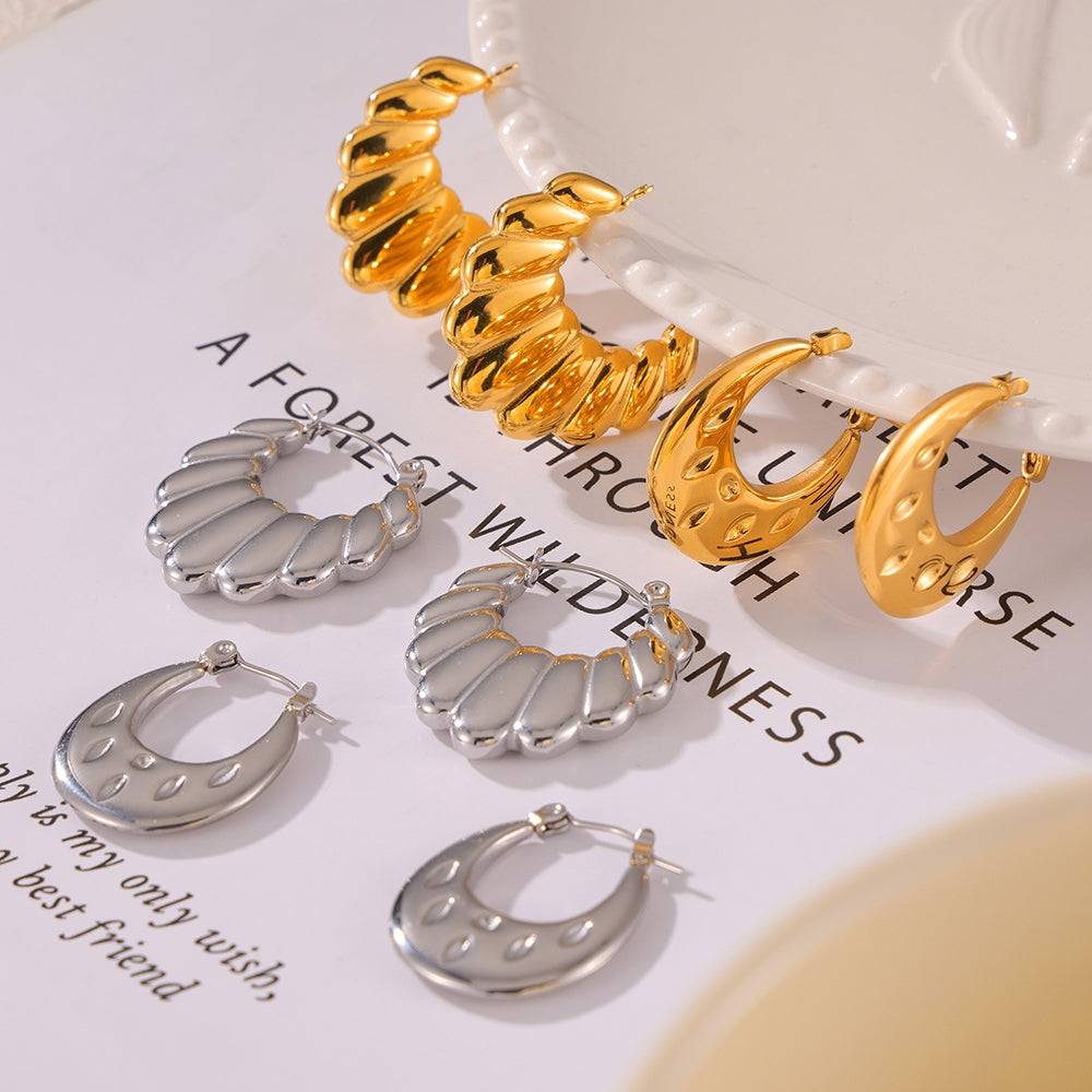Retro Earrings Fashion Simple Geometric Light Design Sense Stainless Steel Gold-plated U-shaped Earrings