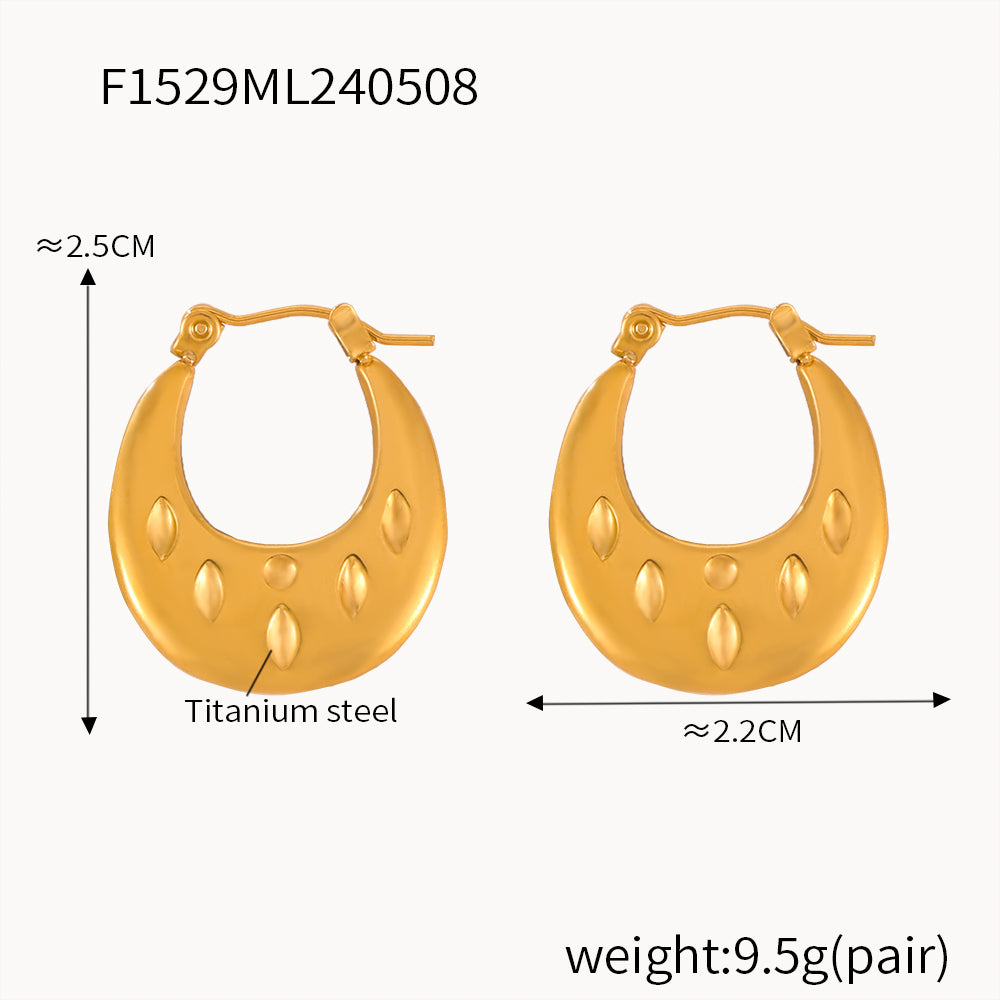 Retro Earrings Fashion Simple Geometric Light Design Sense Stainless Steel Gold-plated U-shaped Earrings