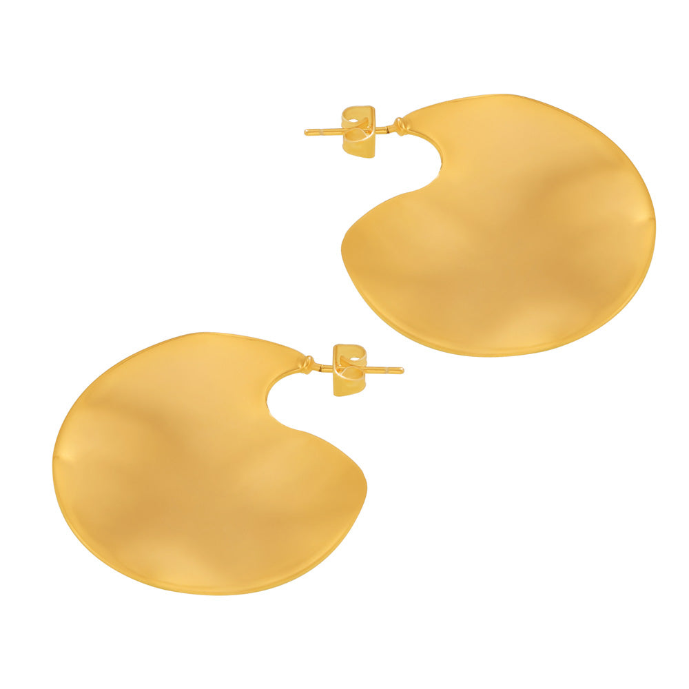 Ins Wind Irregular Circle Smooth Earrings Niche Exaggerated Design 18k Gold Vintage Earrings Female
