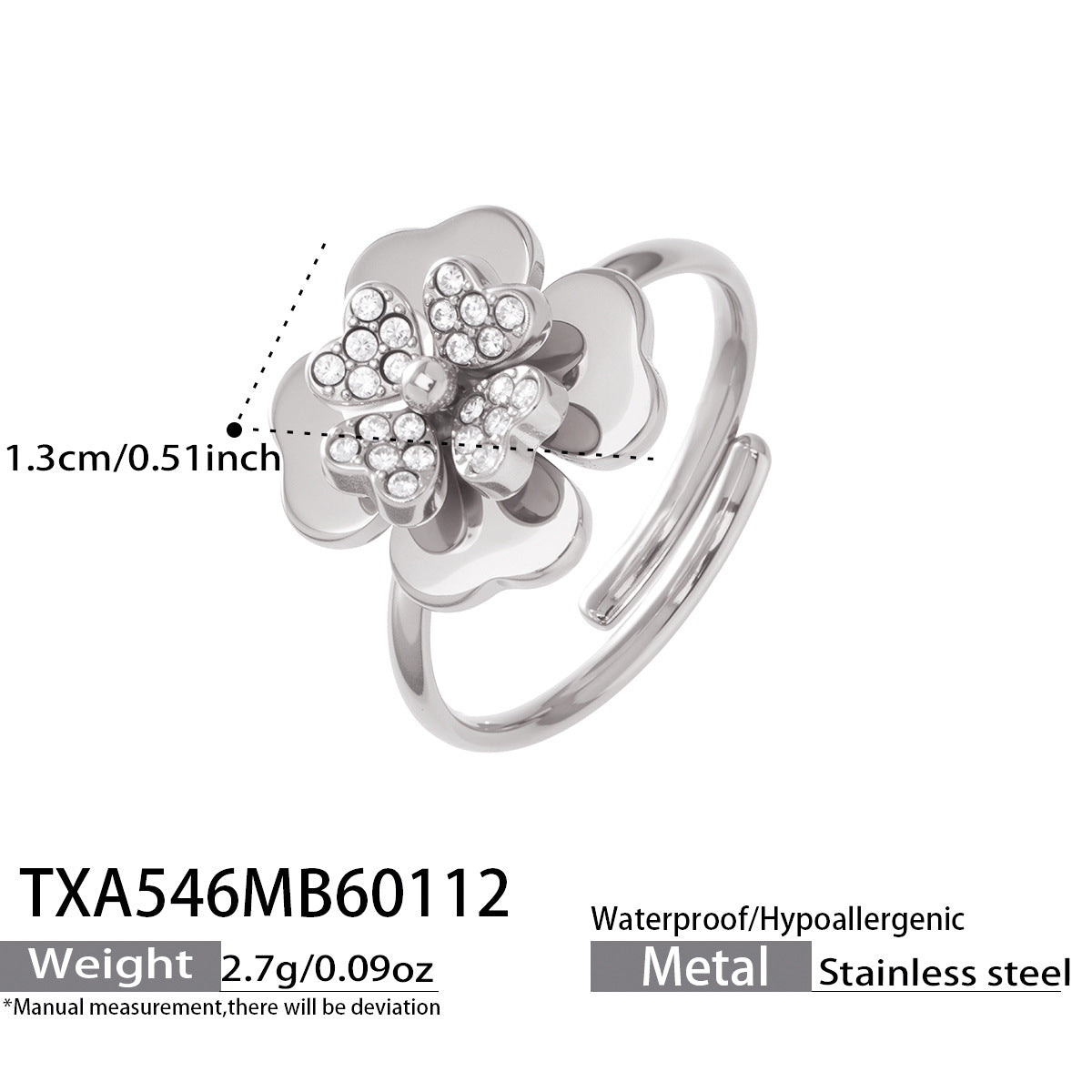 Mystery Stainless Steel Three Dimensional Five Leaf Clover Zircon Pendant Necklace 18k Gold Plated Bamboo Chain European